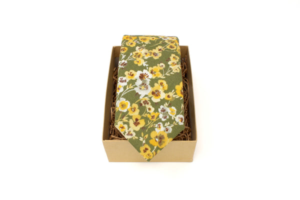 Green and Gold Floral Tie