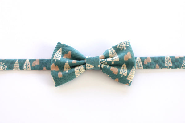 Woodland Turquoise Corduroy Adult Bow Tie