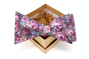 Purple and Navy Floral Bow Tie