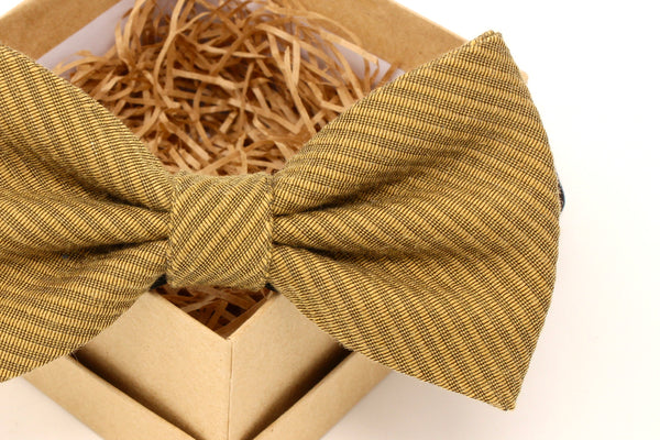 Mustard Gold & Black Bow Tie
