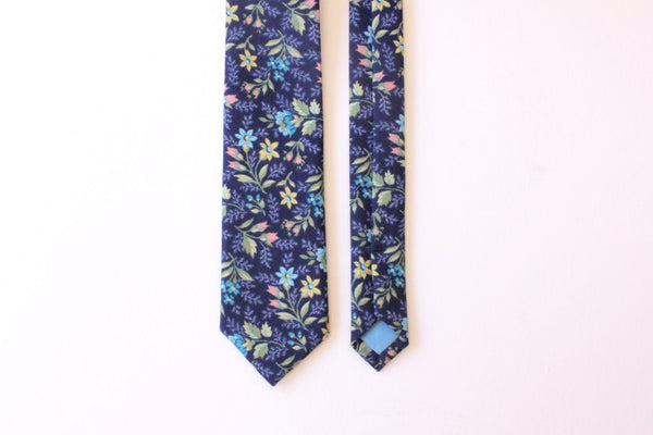 Blue Floral Skinny Tie