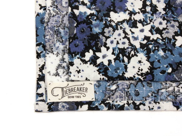 Teal Bow Tie and Blue & Grey Floral Pocket Square Gift Set