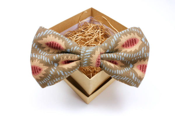 Grey Brown Abstract Print Bow Tie