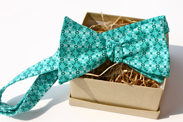 Teal Cotton Bow Tie