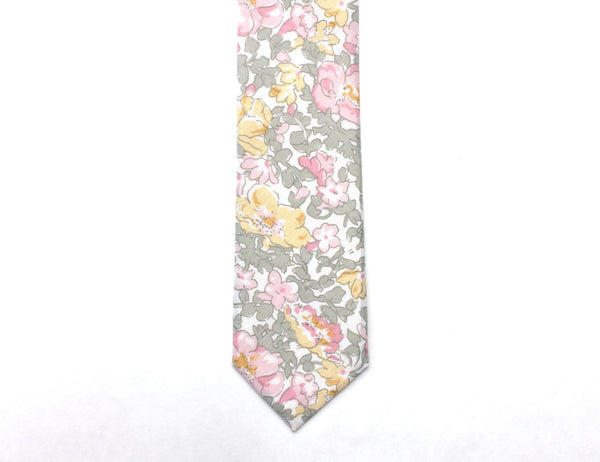 Pink, Yellow, & Sage Floral Skinny Tie