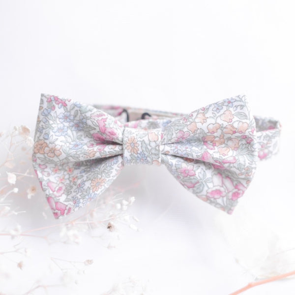 Pink and Peach Floral Bow Tie