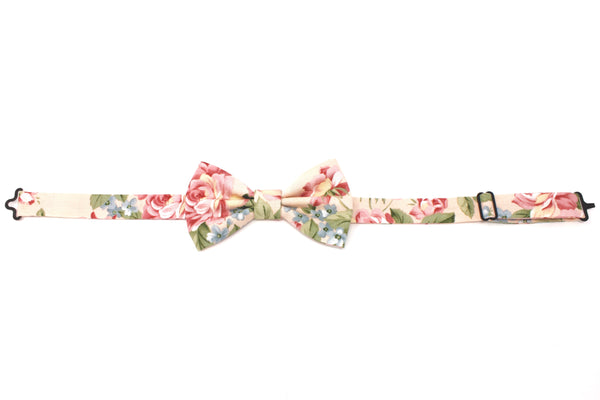 Soft Pink Floral Bow Tie