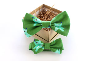 Green Reindeer Children's Bow Tie