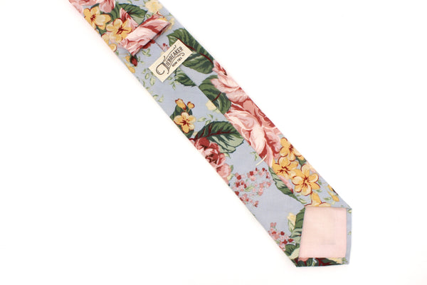 Light Blue and Dusty Rose Floral Tie