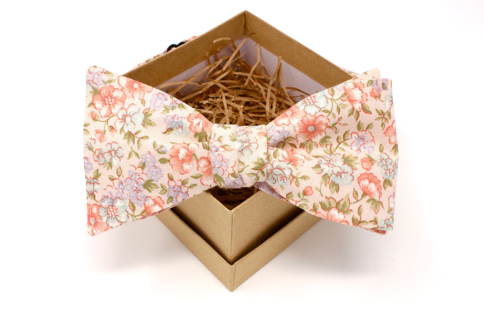 Pink and Peach Pastel Floral Bow Tie