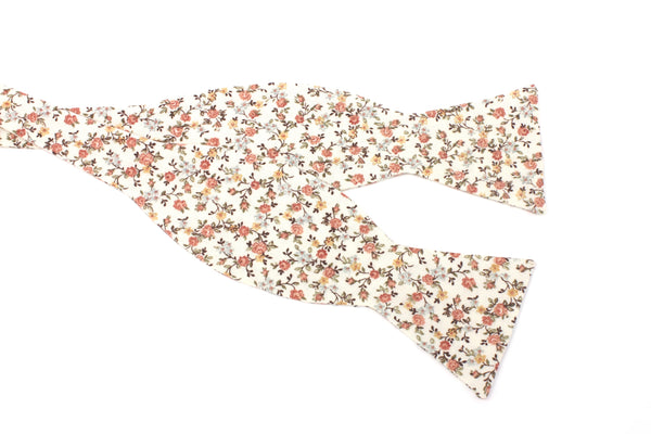 Peachy Pink Ditsy Floral Bow Tie