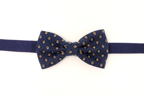Navy Blue Diamond Pattern Bow Tie