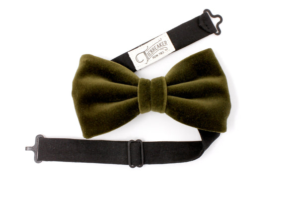 Olive Green Velvet Bow Tie