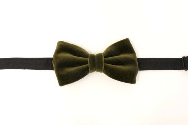 Olive Green Velvet Bow Tie