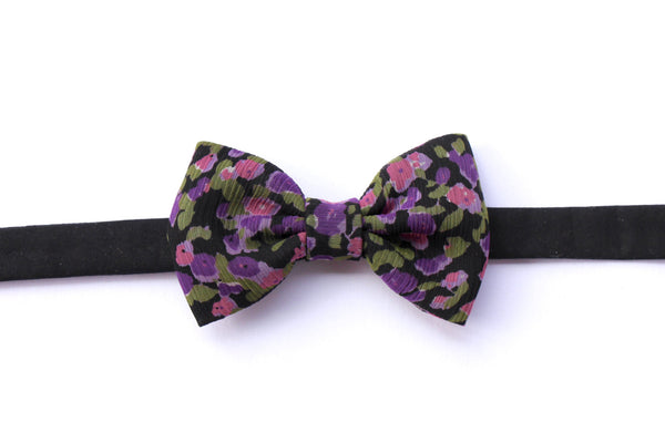 Purple & Black Floral Bow Tie