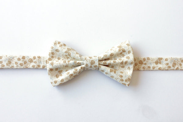 Beige and Tan Leaf Bow Tie