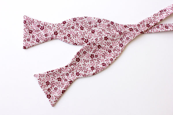 Maroon & Pink Floral Bow Tie