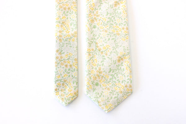 Yellow & Green Floral Skinny Tie