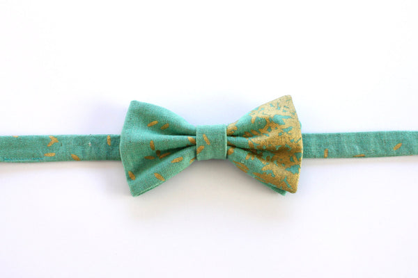 Teal and Metallic Gold Bow Tie