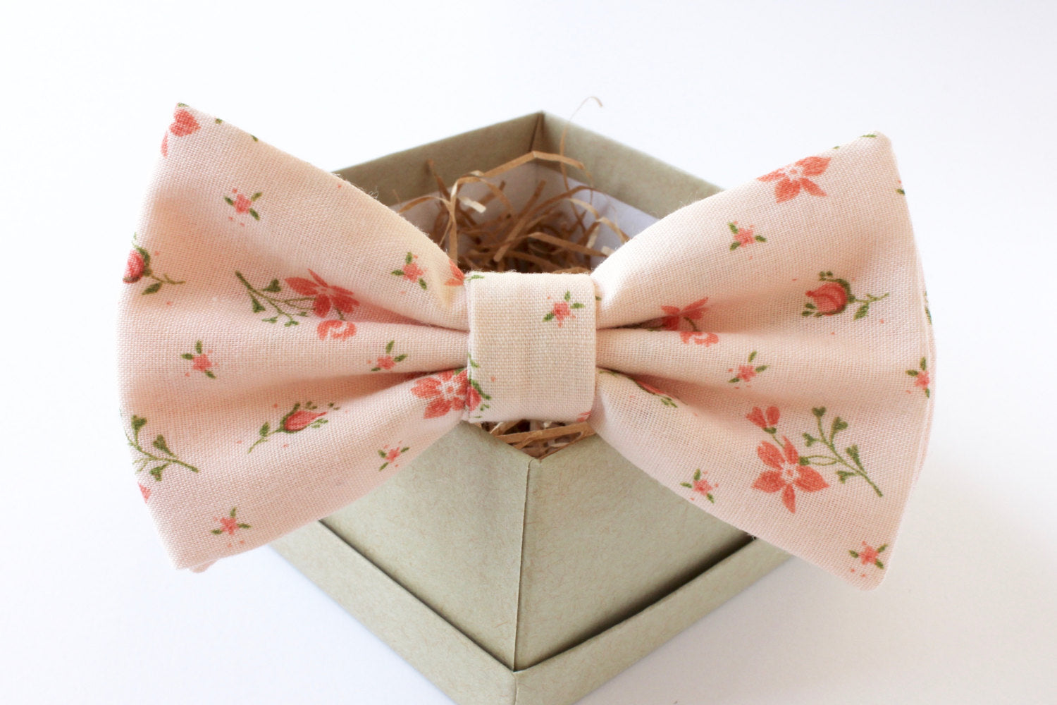 Peach and Coral Floral Bow Tie