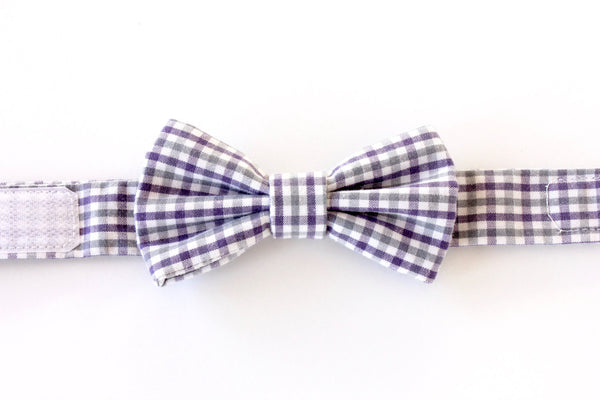 Grey and Purple Gingham Children's Bow Tie