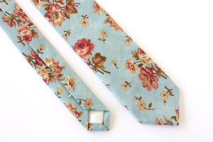 Light Blue Floral Skinny Tie