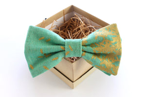 Teal and Metallic Gold Bow Tie