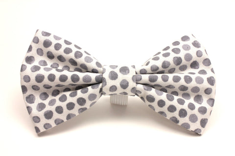 Grey and White Polka Dot Pet Bow Tie