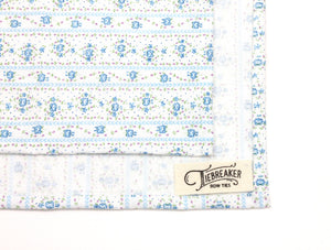White & Blue Floral Pocket Square