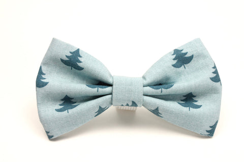 Blue Teal Tree Dog Bow Tie