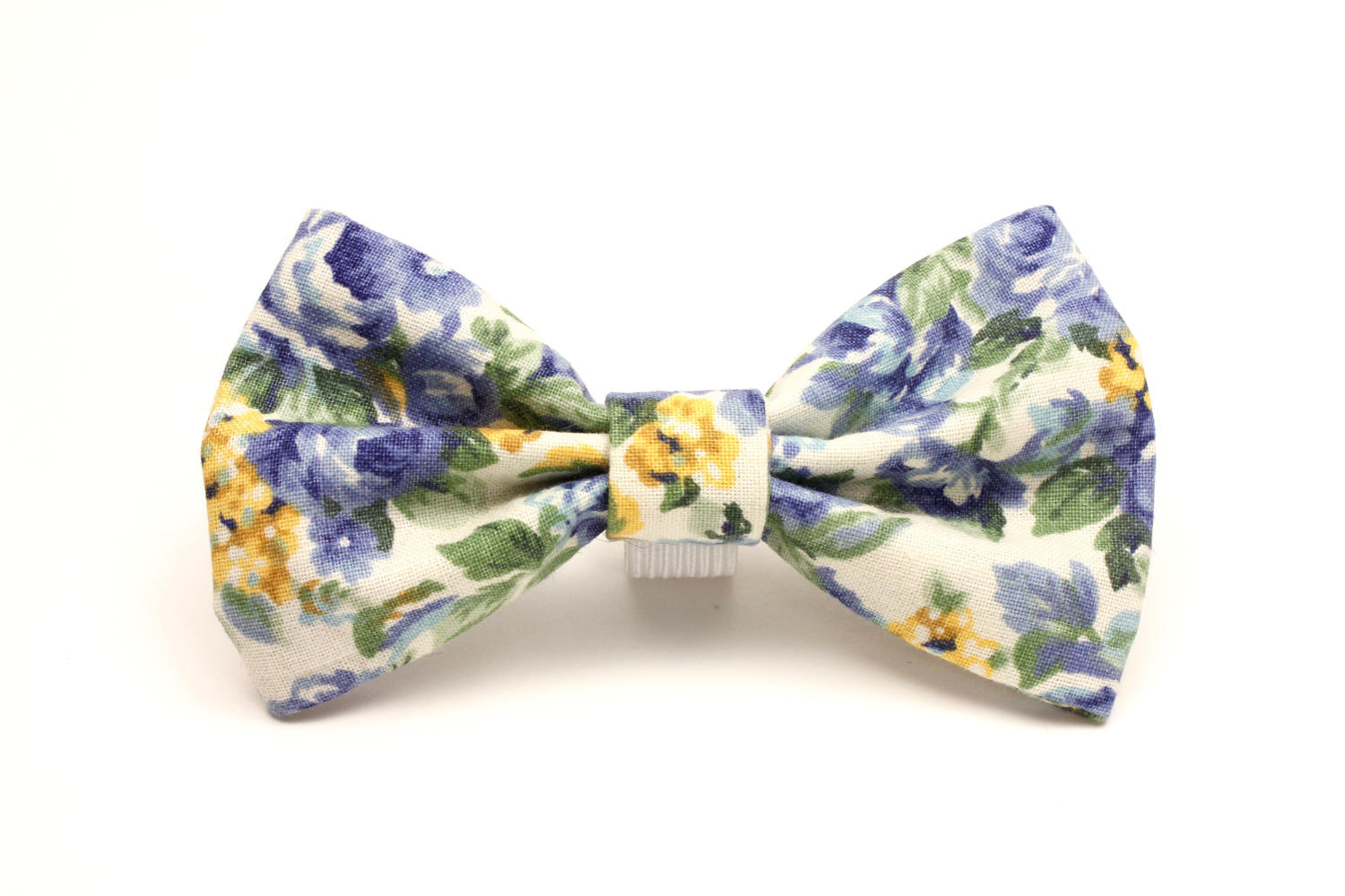 Blue and Gold Floral Pet Bow Tie