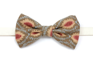 Grey Brown Abstract Print Bow Tie