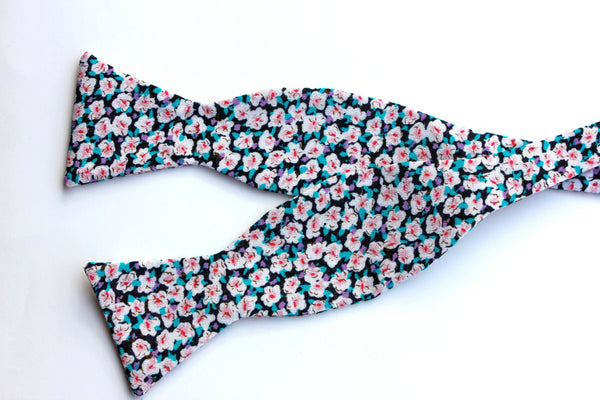 Bright Pink, Purple, and Blue Floral Bow Tie