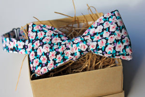 Bright Pink, Purple, and Blue Floral Bow Tie