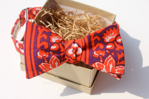 Dual Pattern Red & Purple Bow Tie