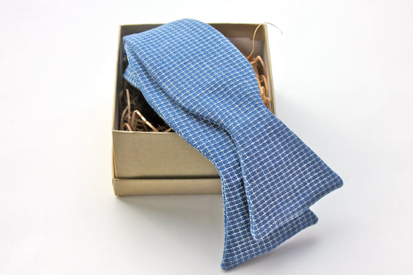 Blue Woven Cross Bow Tie