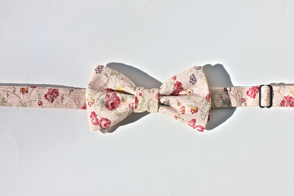 Pink Floral Eyelet Bow Tie