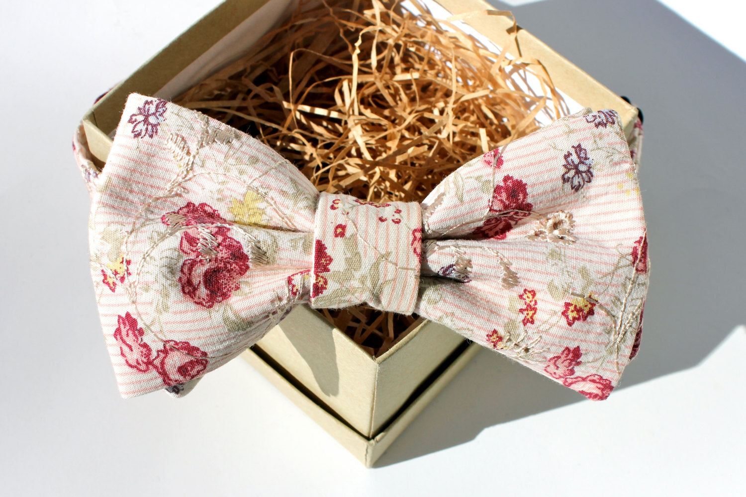 Pink Floral Eyelet Bow Tie