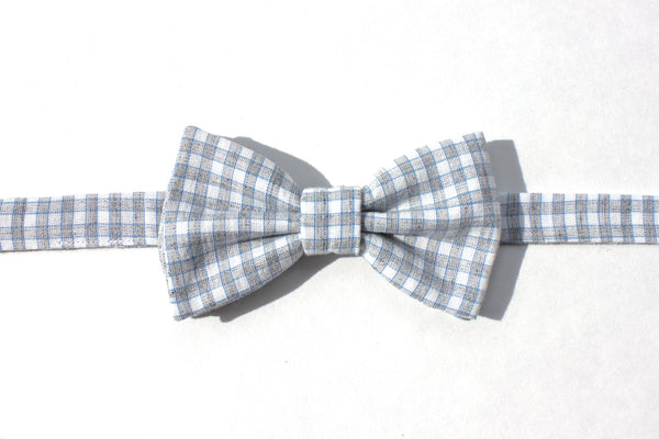 Grey Gingham Bow Tie