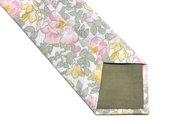 Pink, Yellow, & Sage Floral Skinny Tie